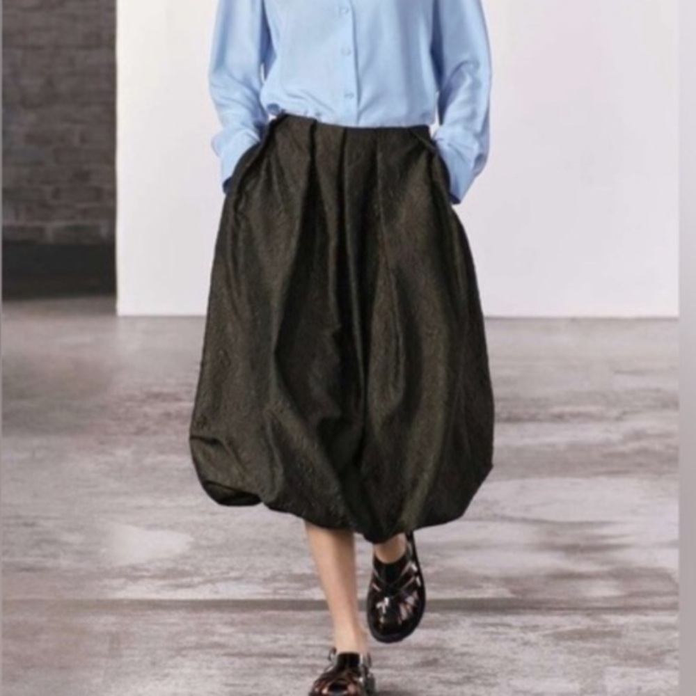 NWT ZARA ZW COLLECTION VOLUMINOUS BALLOON JACQUARD SKIRT POCKETS ZIP CLOSE SZ XL